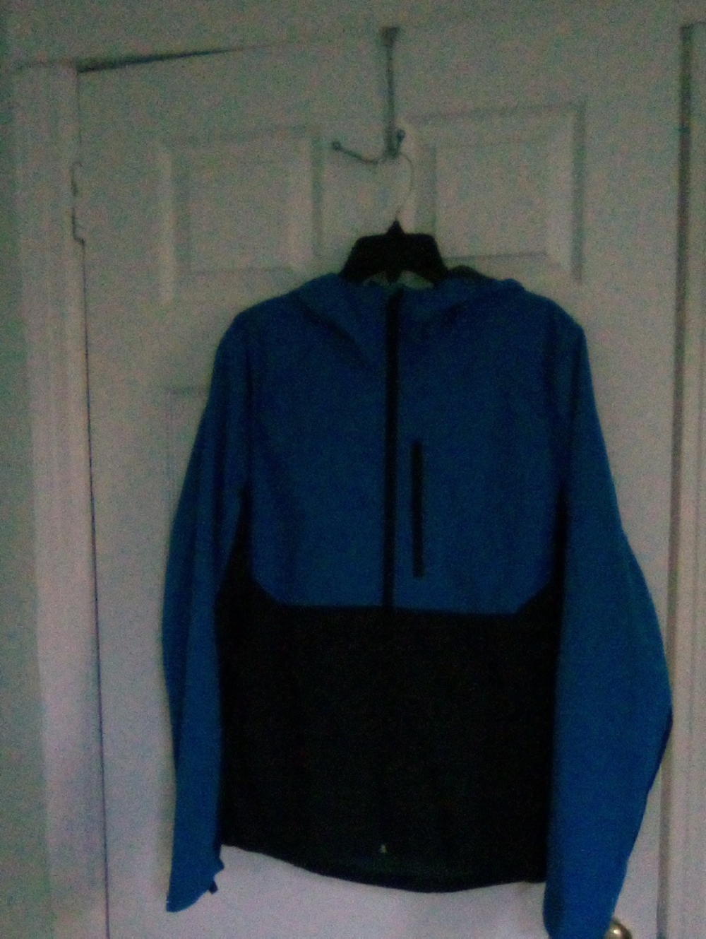Blue and Black Men's Hooded Jacket